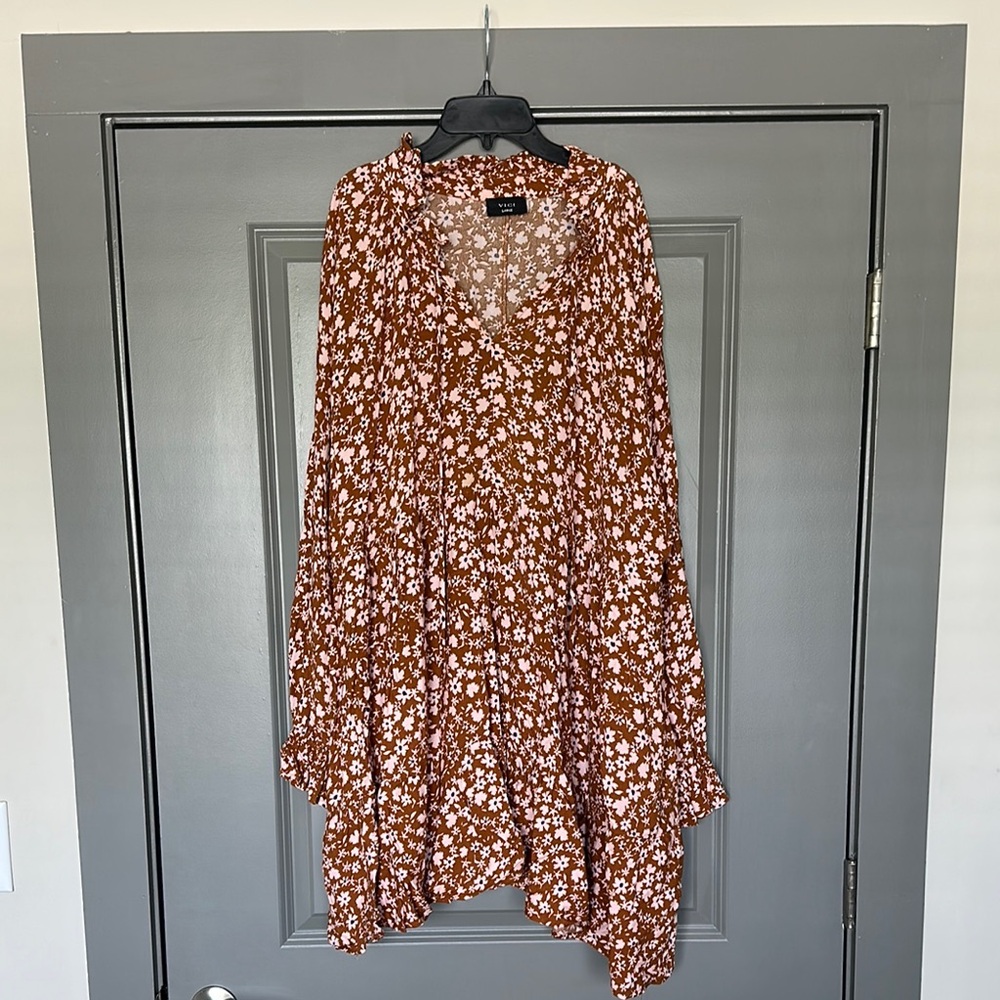 Vici Brown and Pink Floral Dress